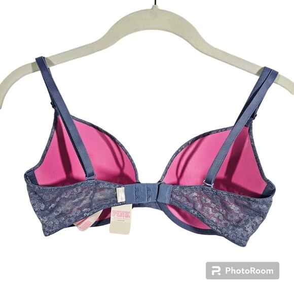 PINK by Victoria's Secret  Lightly Padded Underwire T-shirt Lace Bra 32D - Picture 2 of 8